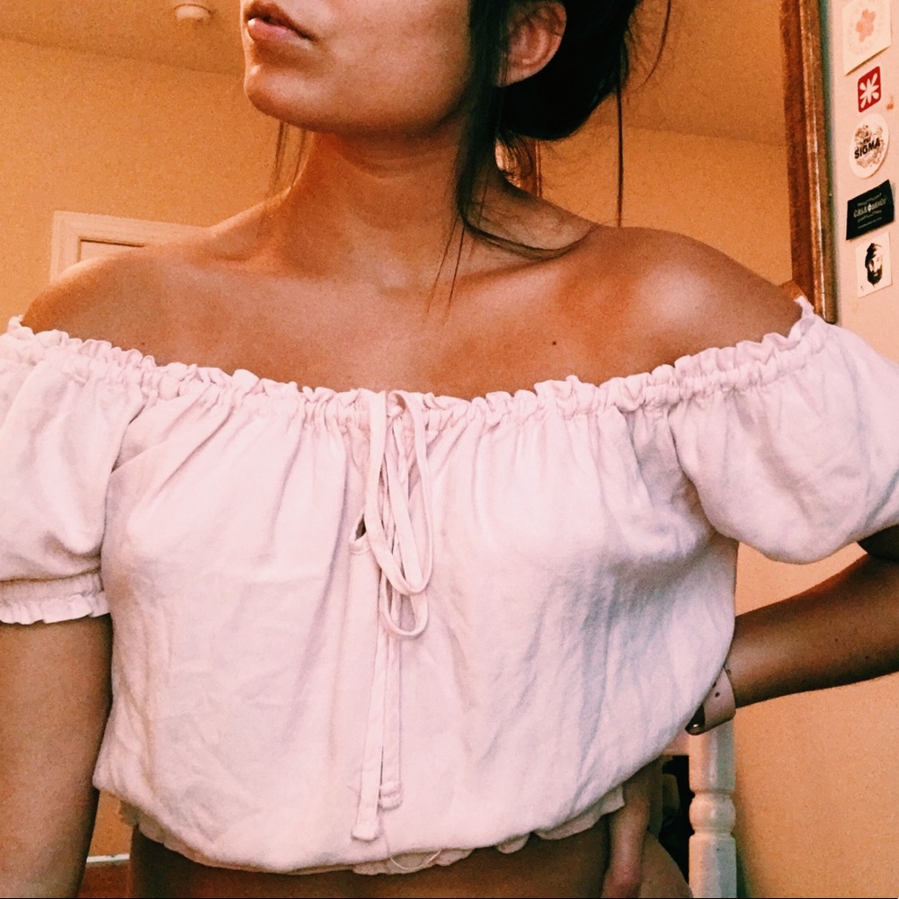 Pink off the shoulder top